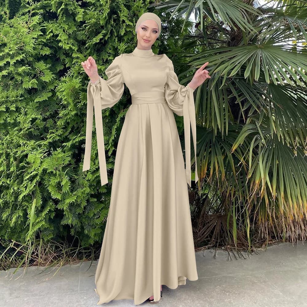 Robe Longue en Satin pour Femme Musulmane, Abaya, Hijab, Éducatif, Dubaï, Ramadan, Eid Mubarak, Arab