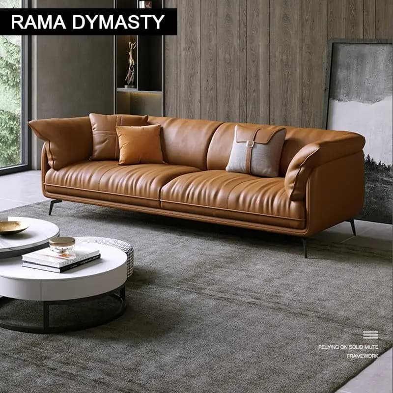 Canapé d'angle moderne rembourré en cuir véritable 1 + 2 + 3 places avec pieds noirs, personnalisabl