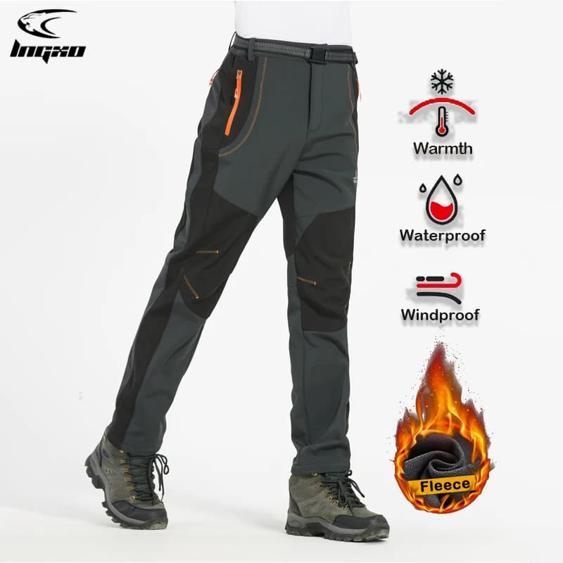 LNGXO – pantalon de randonnée en molleton épais et chaud pour homme, imperméable, coupe-vent, extéri