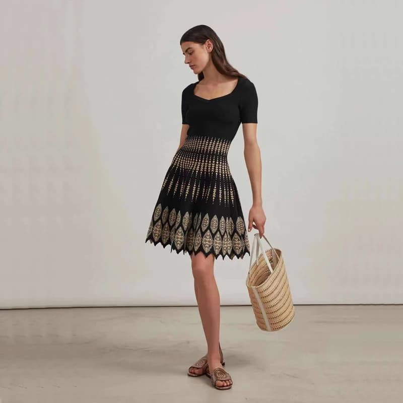 Robe de Rhjacquard noire pour femme, robe bandage, mode de luxe haut de gamme, célébrité, cocktail, 