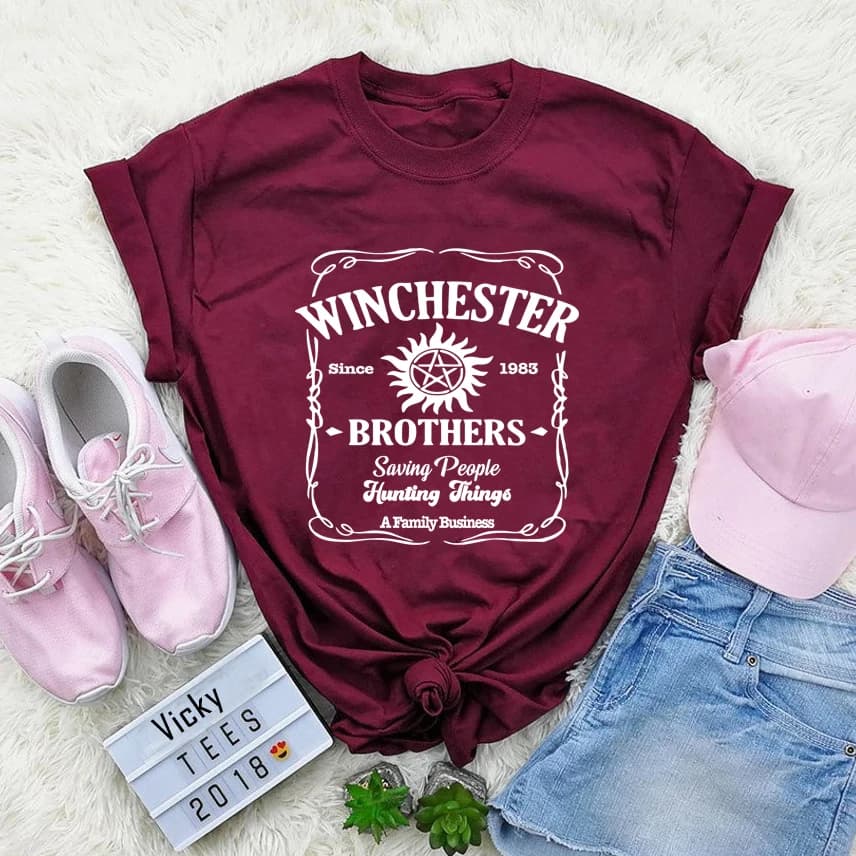 T-shirt inspiré de la série télévisée Winchester Brothers, chemise naturelle, chemises esthétiques v