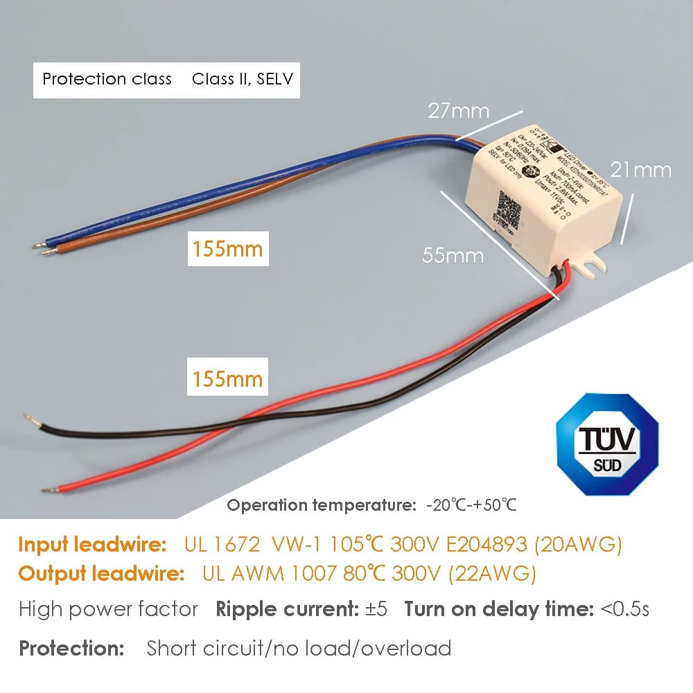 Petit pilote 700mA alimentation pour applique 3-9V linéaire 3030 LED transformateur de lit SELV avec