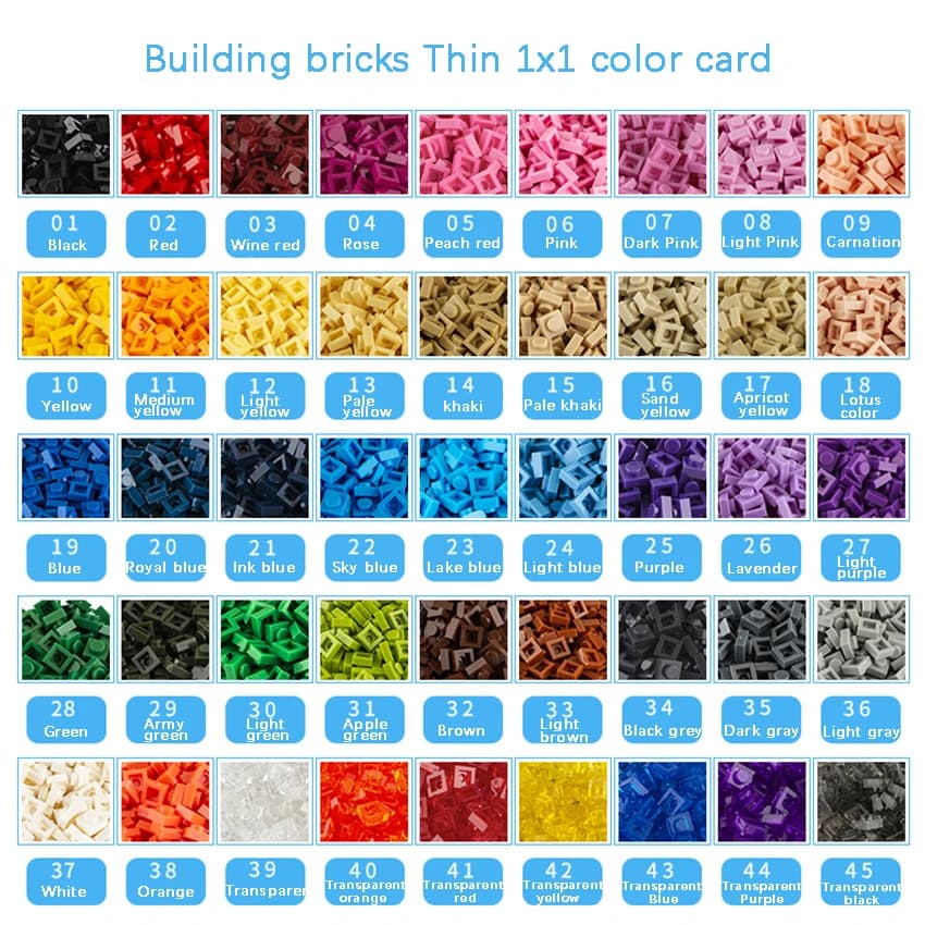 Aquaryta 1000 pièces briques de Construction mince 1X1 en vrac Compatible avec Logo 3024 Assemblage 