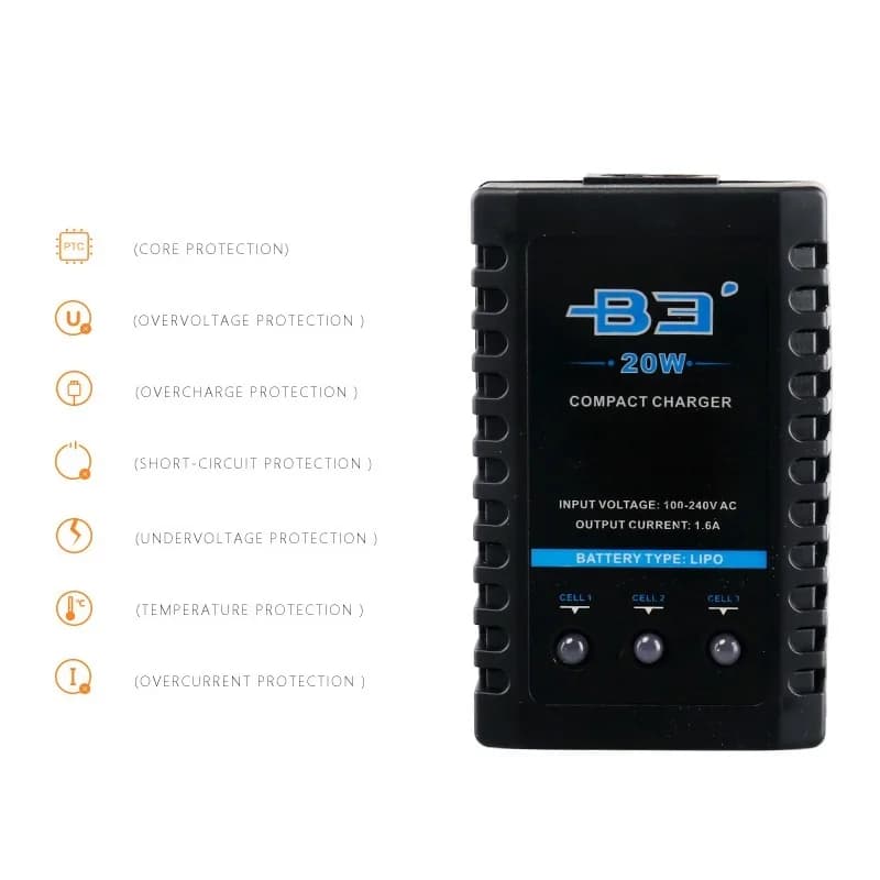 Chargeur d'équilibre de batterie portable compact pour RC Hobby, IMAX v1.PRO B3S, 20W, 1.6A, 2s-3s, 