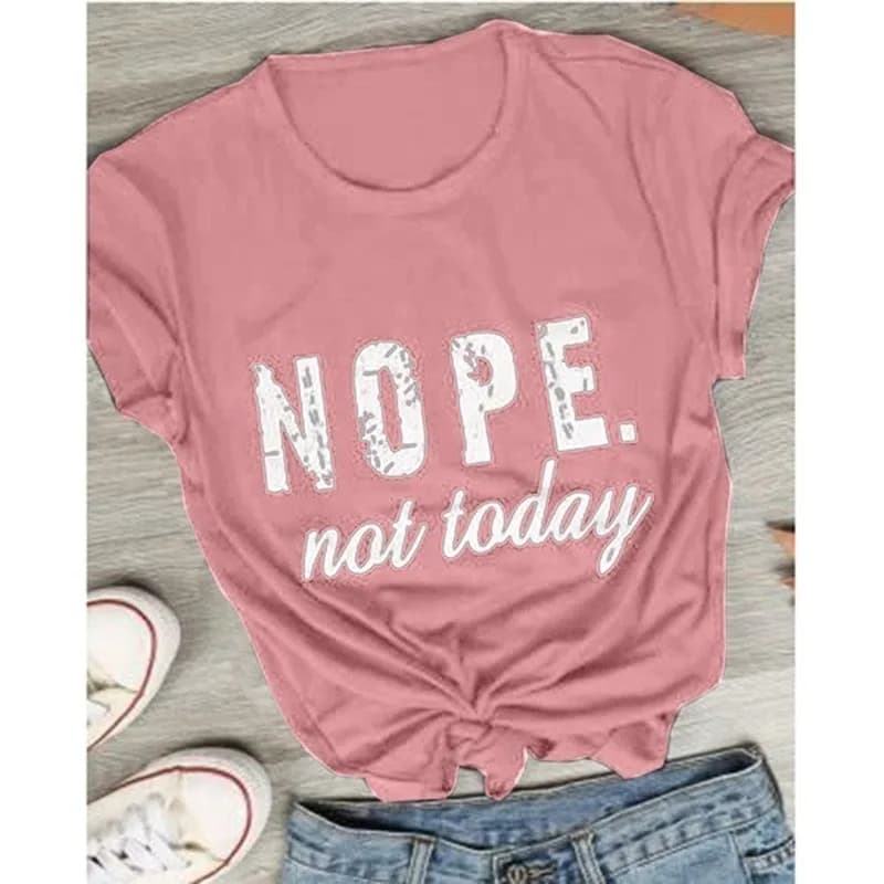 Pas pas aujourd'hui lettre impression t-shirt femmes à manches courtes col rond t-shirt ample été fe