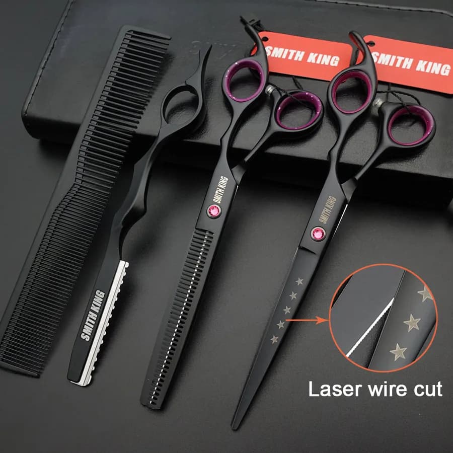 Ciseaux de coiffure professionnels, coupe de fil Laser 5.5 "et 6" et 7 "+ jeu de ciseaux de coiffeur