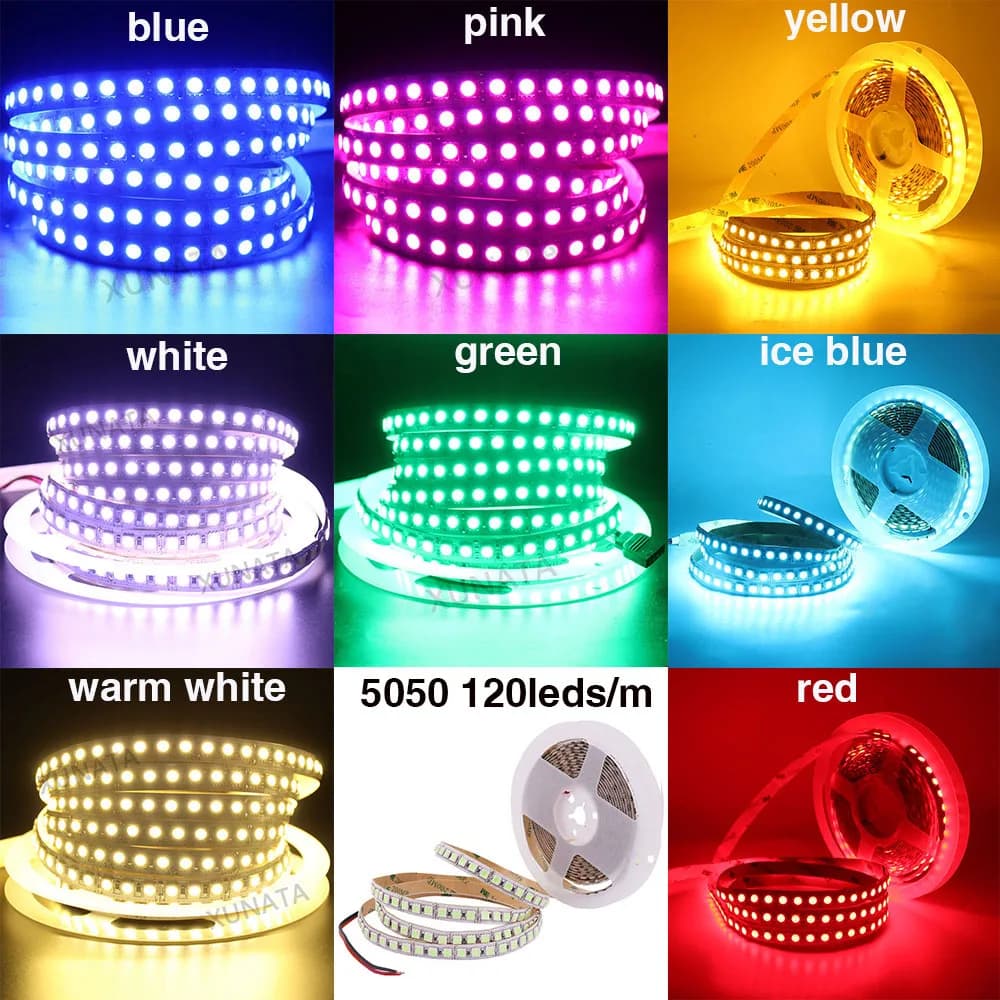 Bande lumineuse LED RGB Flexible, DC12V, 5050, 5054, 2835, 120, 240 diodes/M, blanc, rouge, bleu, ro