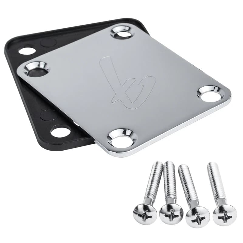 Plaque de cou pour guitare, 4 boulons, Chrome/noir, Logo Strat/Tele, grande vente, 70s