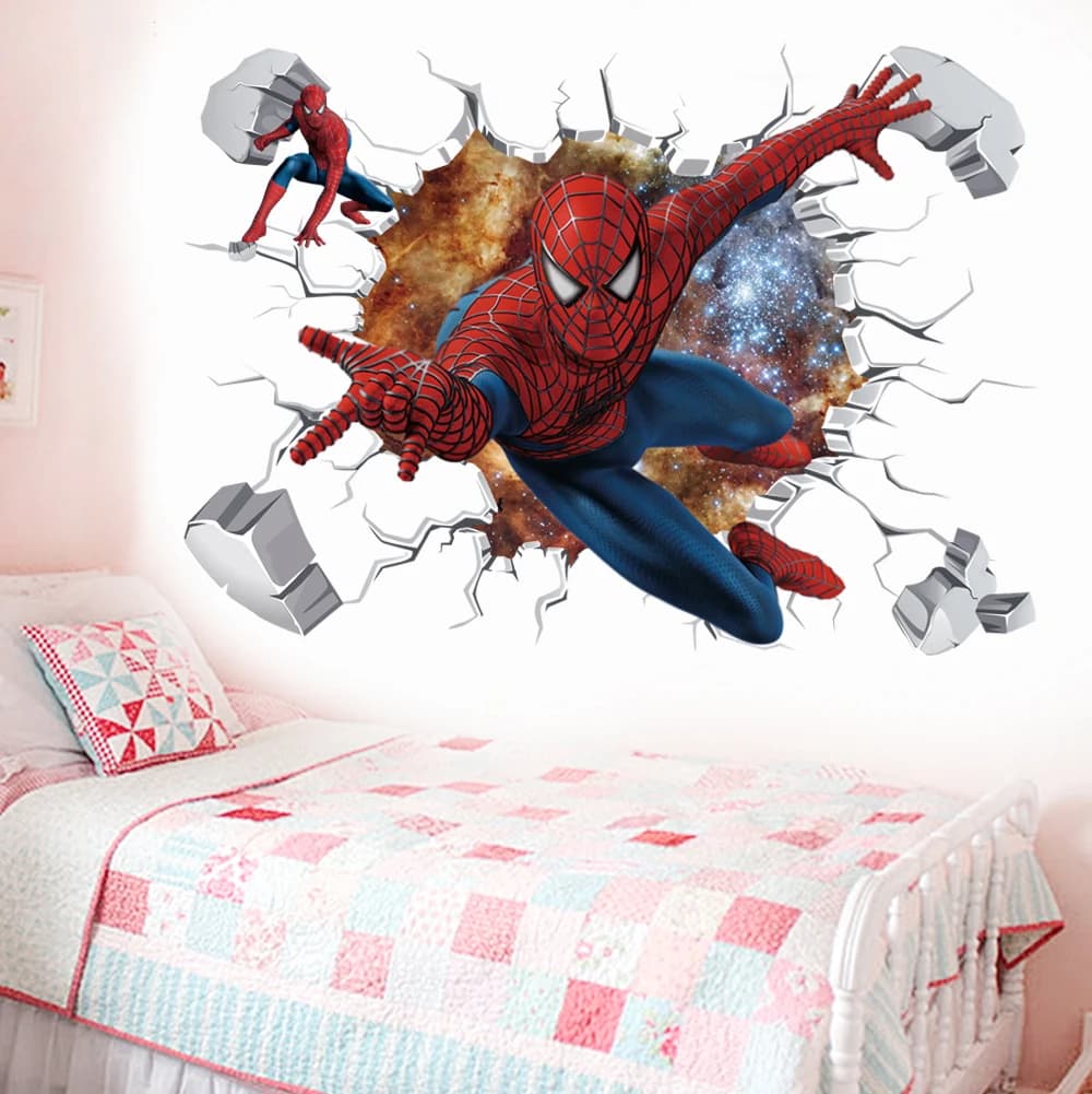 Stickers muraux Avengers 3D pour chambres d'enfants, affiche de film de super héros, décoration mura