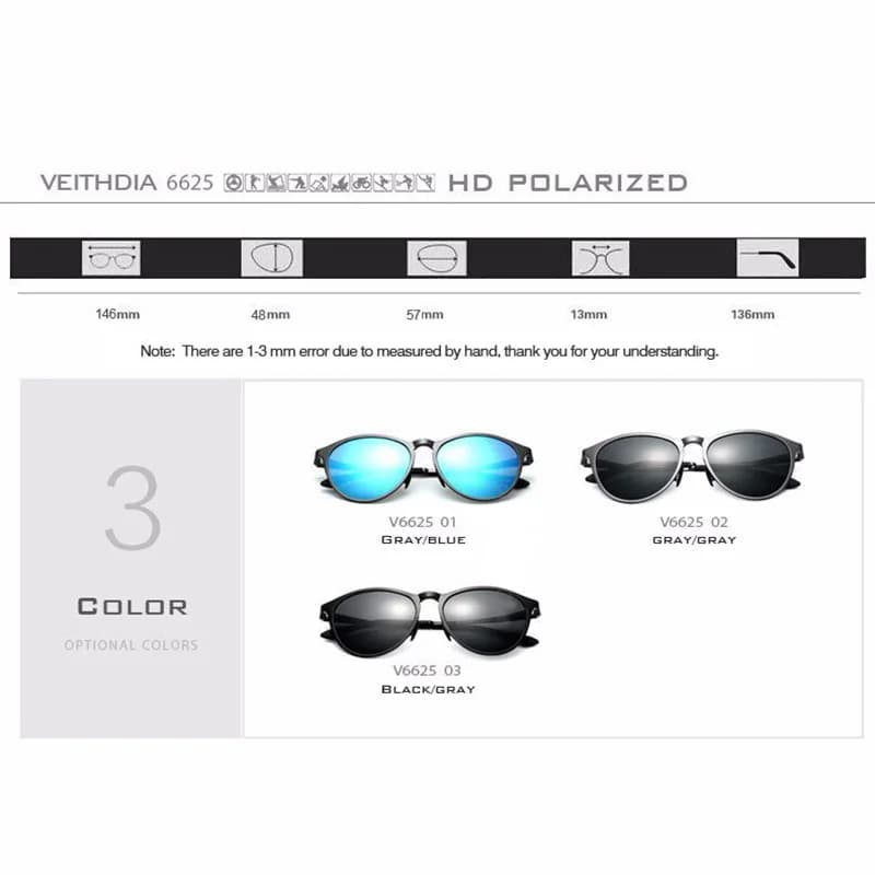 VEITHDIA-Lunettes de soleil rétro en aluminium magnésium pour hommes femmes, lunettes de soleil de c