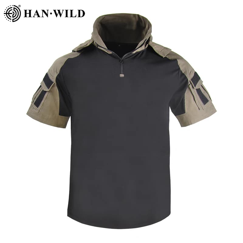 Chemise homme T-shirt tactique Safari chemises de Combat à capuche hommes vêtements chasse vêtements