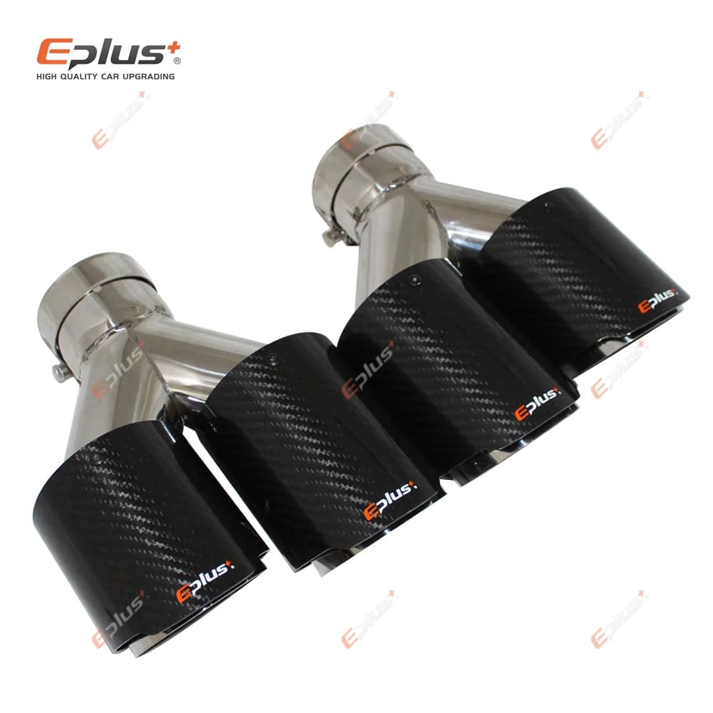 EPLUS voiture fibre de carbone brillant silencieux pointe Y forme Double sortie tuyau d'échappement 