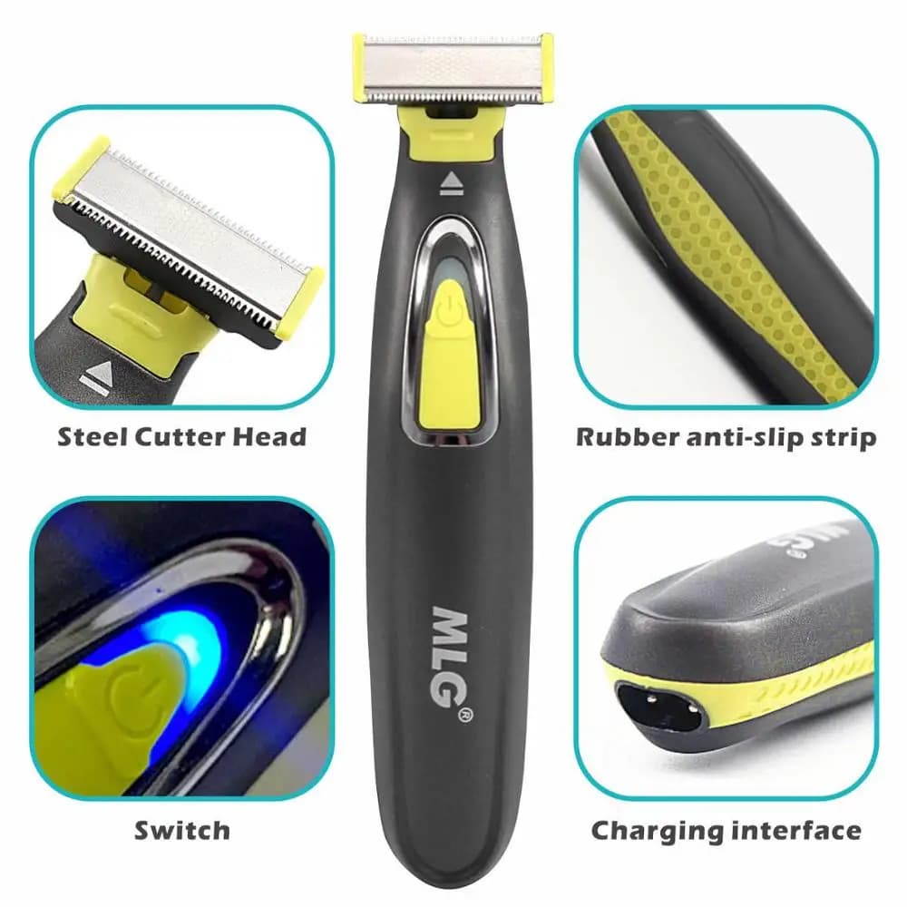 MLG USB Rechargeable étanche lavable Rechargeable rasoir électrique barbe rasoir corps tondeuse homm