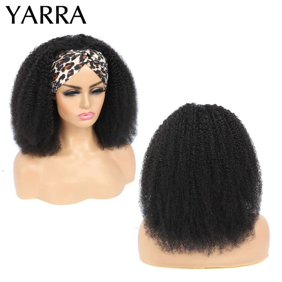 YARRA – perruque brésilienne Remy 100% naturelle, cheveux crépus bouclés, bandeau, densité 180%, ent