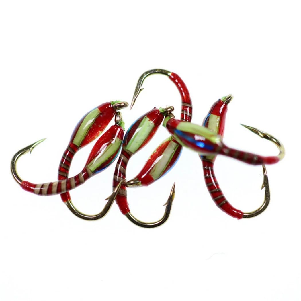 Leurre de pêche à la mouche sur glace, 5 pièces, tête de perle en laiton, paon Herl Buzzer, leurre J