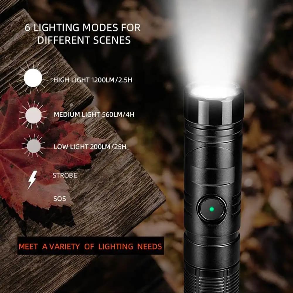 12W SST40 LED lampe de poche tactique 90 degrés rotatif USB Rechargeable torche magnétique chasse Ca