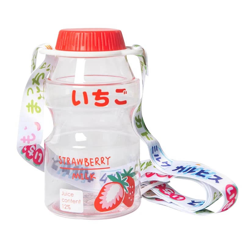 Ins 480ml mignon fruits bouteille d'eau sans BPA mode fraise lait bouteilles d'eau Portable résistan
