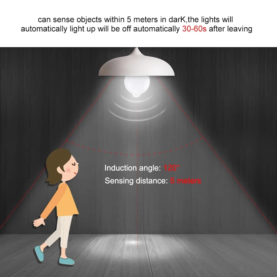 Ampoule LED avec détecteur de mouvement PIR, 220V, 110V, 12W, 18W, ampoule intelligente, marche/arrê