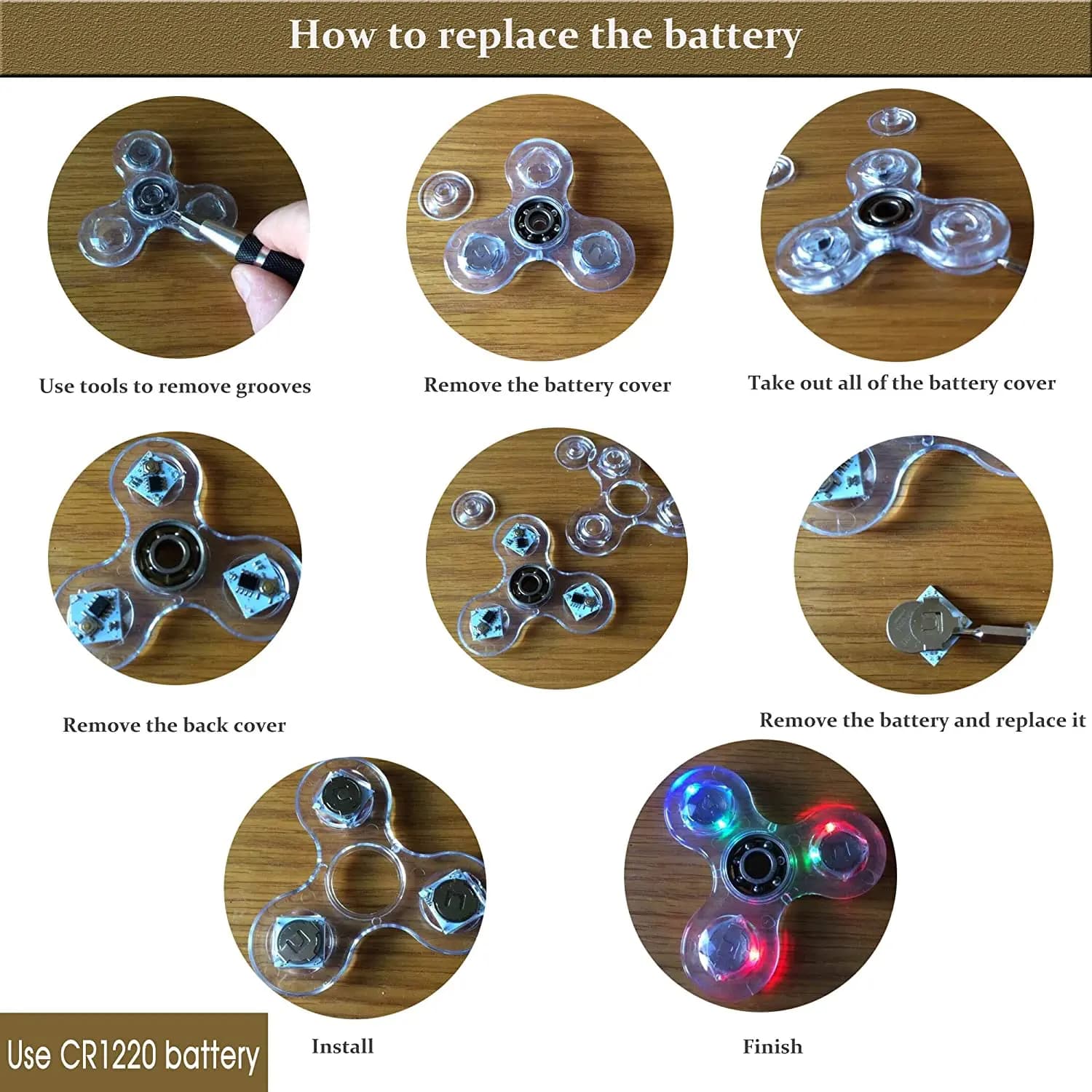 Cristal lumineux lumière LED Fidget Spinner main haut Spinners lueur dans l'obscurité EDC soulagemen