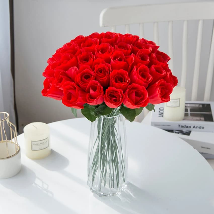 Vase Bouquet de Roses rouges, 10 pièces, pour décoration de maison, jardin, mariage, couronnes décor