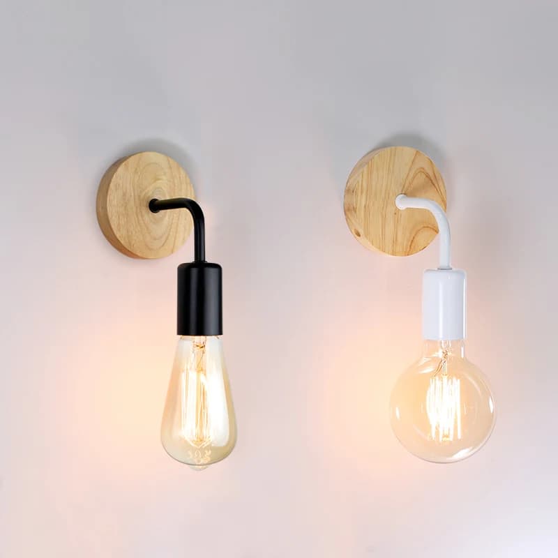 Applique murale en bois Vintage applique murale luminaire E27 110V 220V lampe de chevet rétro décor 