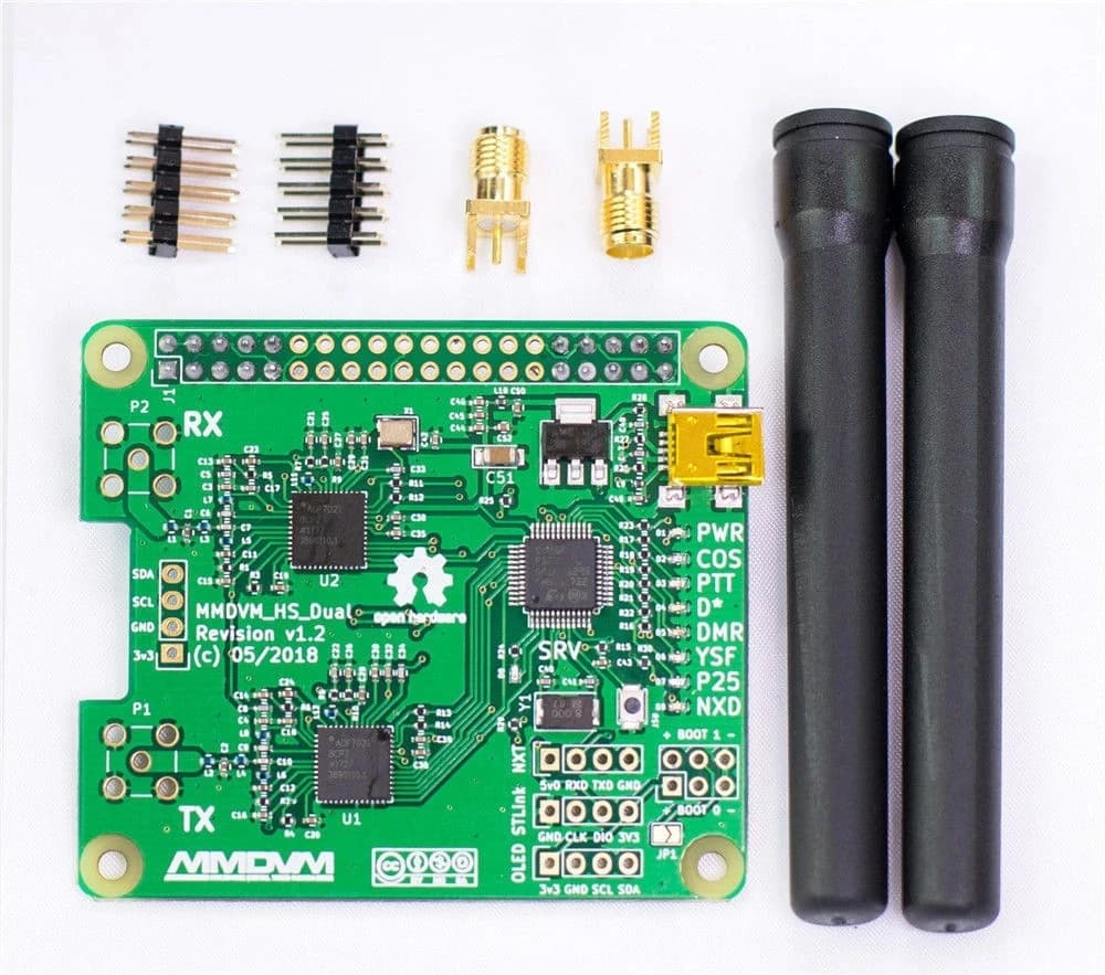 MMDVM_HS_Dual_Hat Duplex MMDVM Hotspot UHF/VHF P25 DMR YSF NXDN Pi + OLED vendu à bord + antenne