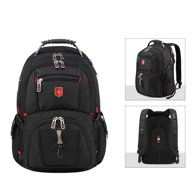Sac à dos suisse étanche pour hommes, sacs à dos pour ordinateur portable 15.6/17 pouces, sacs de vo