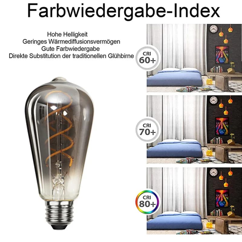 LED ST64 gris fumé E27 4W 6W 220V 110V, variable 2700K, ampoule à Filament GSpiral chaud, éclairage 
