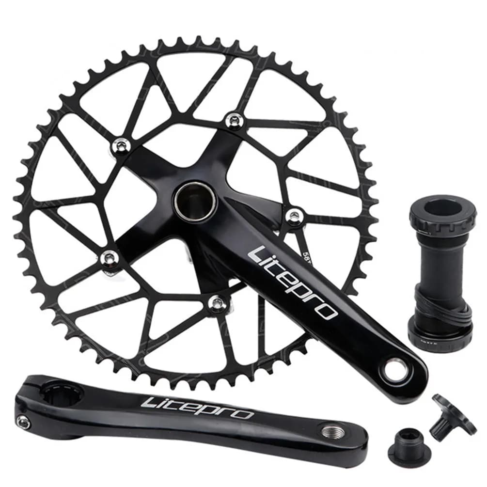 Litepro-Pignon de manivelle intégré creux pour vélo pliant, arbre central, dent positive et négative
