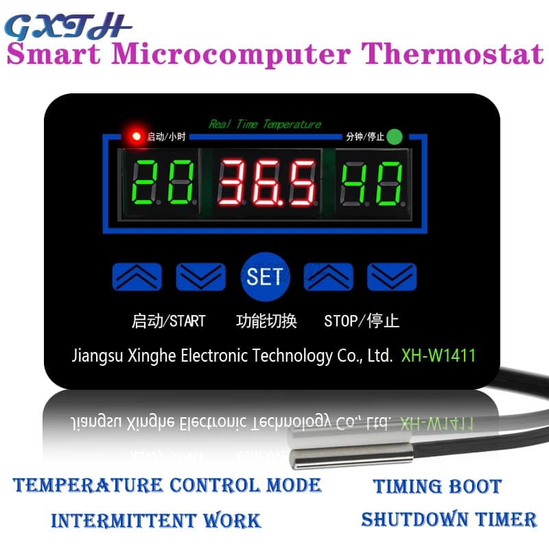 Thermostat numérique 220V 12V 10A, contrôleur de température multifonction à trois affichage, interr