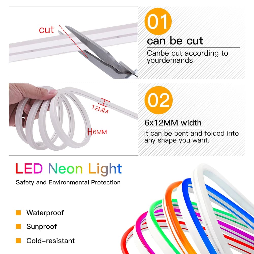 Bande néon alimentée par batterie IP65 étanche néon chaîne lampe rouge bleu rose blanc glace bleu 28
