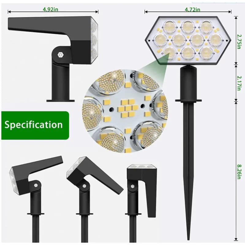 108 LED lumières solaires extérieures spots solaires projecteurs de paysage 92 LED réglable décorati