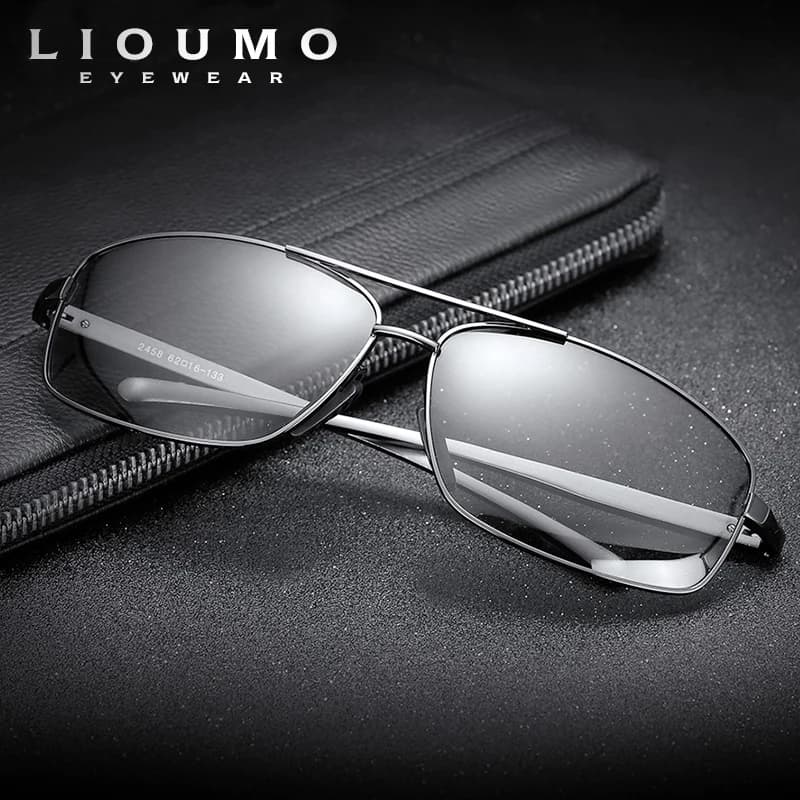 LIOUMO haut lunettes de soleil photochromiques hommes femmes lunettes caméléon polarisées lunettes d