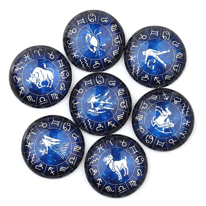 Cabochon en verre de couleur bleue, 12 constellations du zodiaque, scorpion, lion, Cancer, Piscis, s