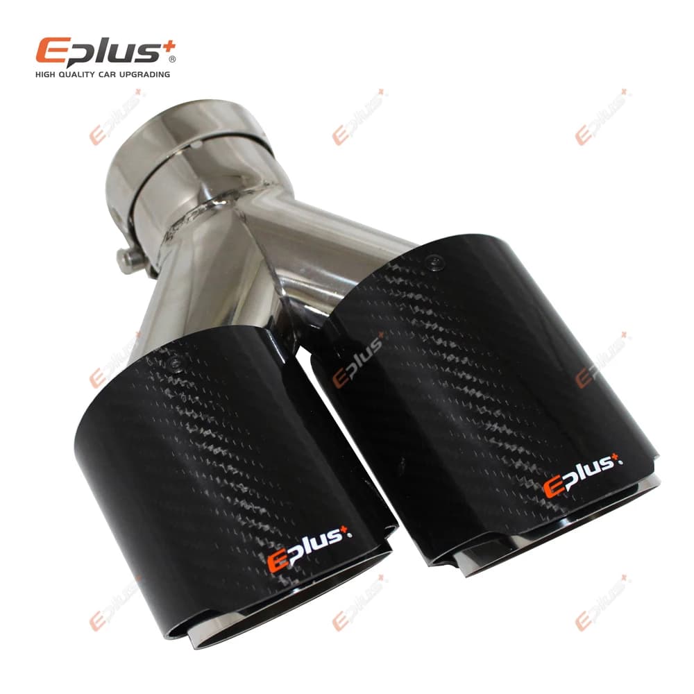 EPLUS voiture fibre de carbone brillant silencieux pointe Y forme Double sortie tuyau d'échappement 
