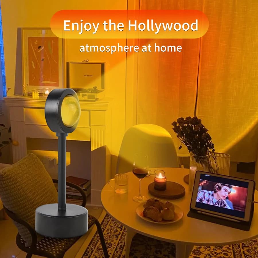 Lampe de coucher de soleil USB, projecteur de coucher de soleil, lumière d'ambiance, salon, chambre 