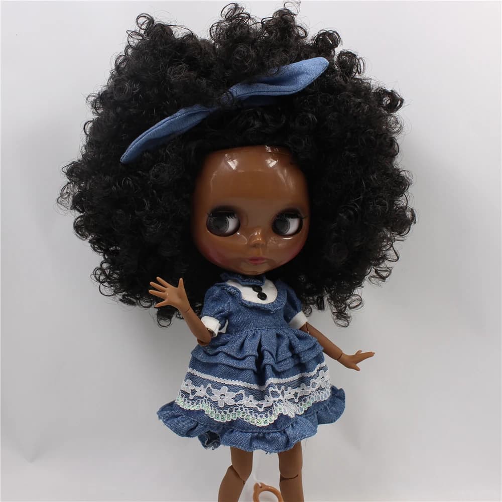 ICY DBS blyth – poupée nue à peau super noire, corps articulé, visage brillant, 30cm, anime, jouet, 