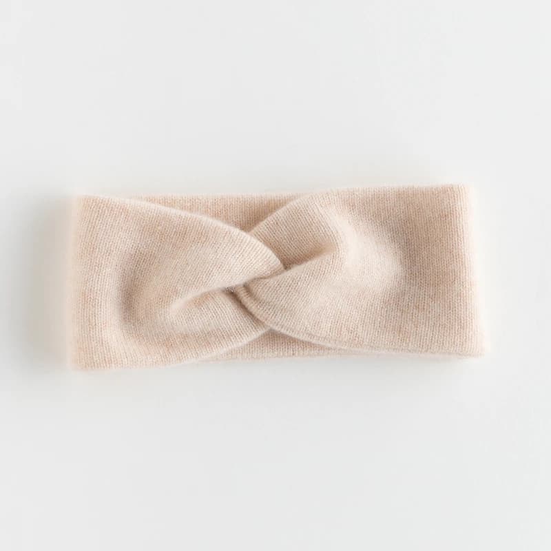 Bandeau tricoté en cachemire 100% pour femme, tissage croisé, doux et chaud, accessoires pour cheveu