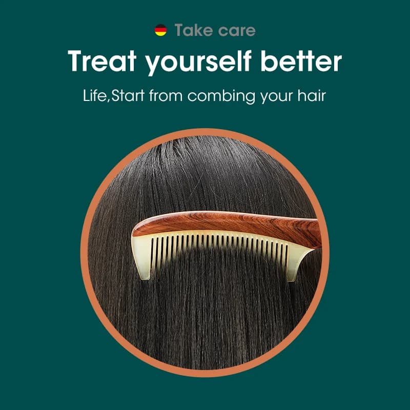 MR.GREEN – peigne en bois naturel avec Structure d'épissure de corne, peigne à cheveux à dents fines