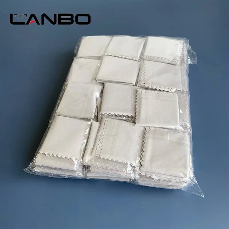 LANBO-Lingettes grises en microcarence, 100 pièces, 145x170mm, emballage individuel, pour lunettes, 