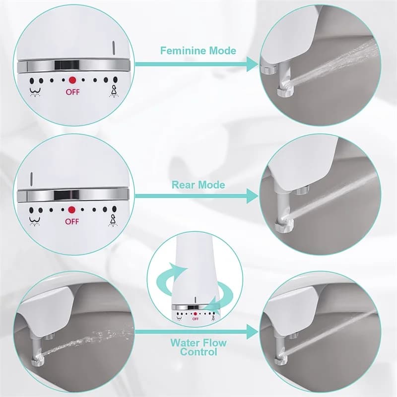 SAMODRA Bidet de toilette Ultra-mince, fixation de siège de toilette avec entrée en laiton, pression