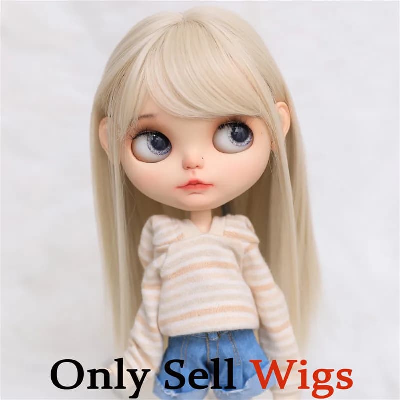 Perruque Blyth de 9 à 10 pouces, cheveux longs et lisses blond clair 0809