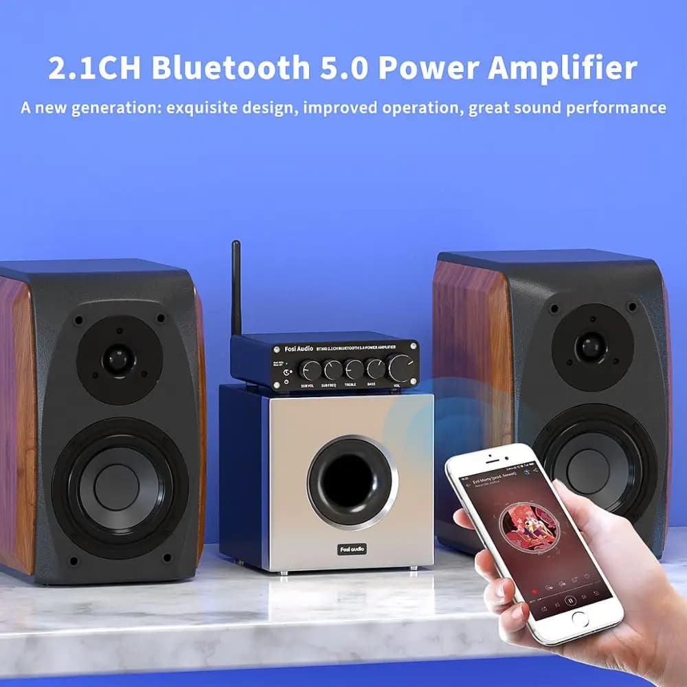 Fosi – amplificateur de puissance sonore Bluetooth 2.1 canaux, Audio BT30D, contrôle des basses et d