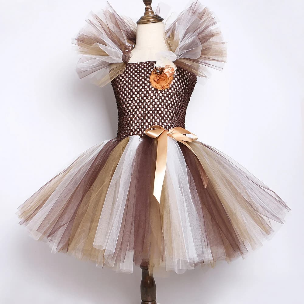 Costume de Lion de la Jungle marron pour bébés filles, robe Tutu fantaisie de fête d'animaux pour en