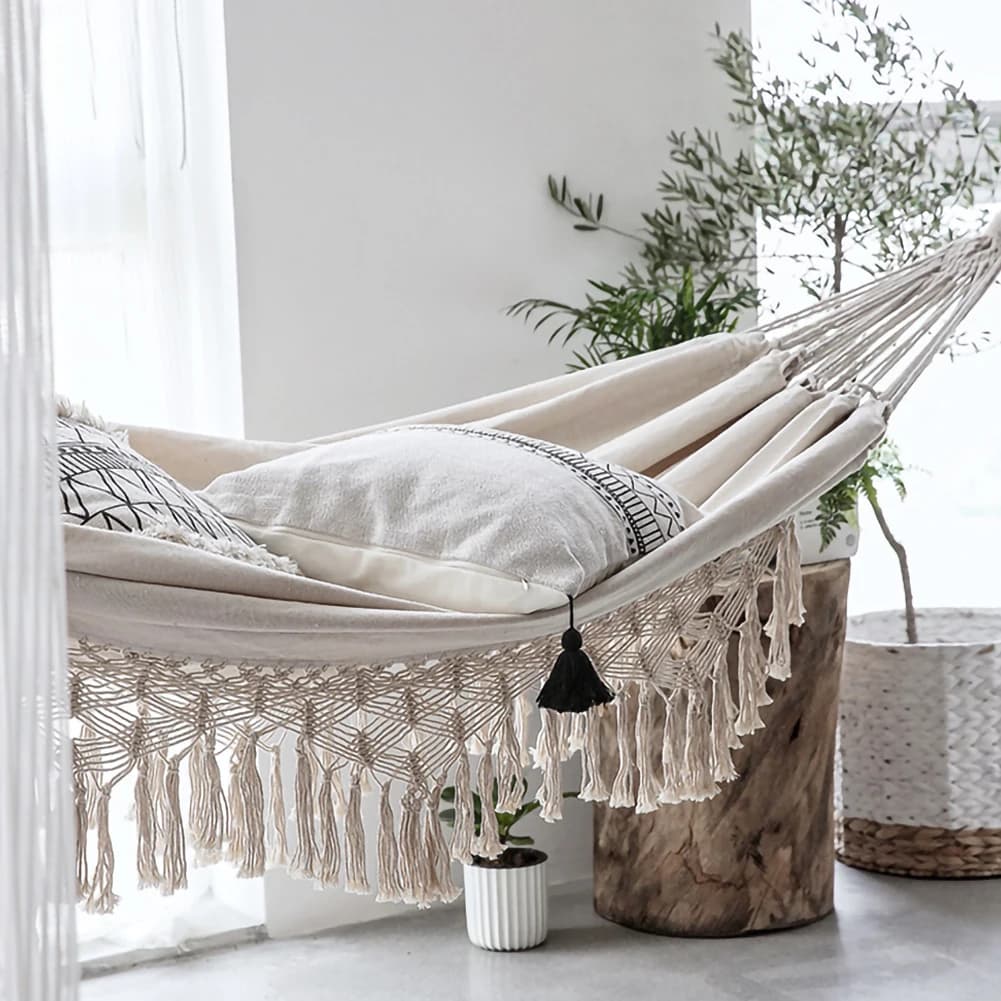 Grand hamac pour 2 personnes, Style Boho, macramé brésilien à franges, Double hamac de luxe, balanço