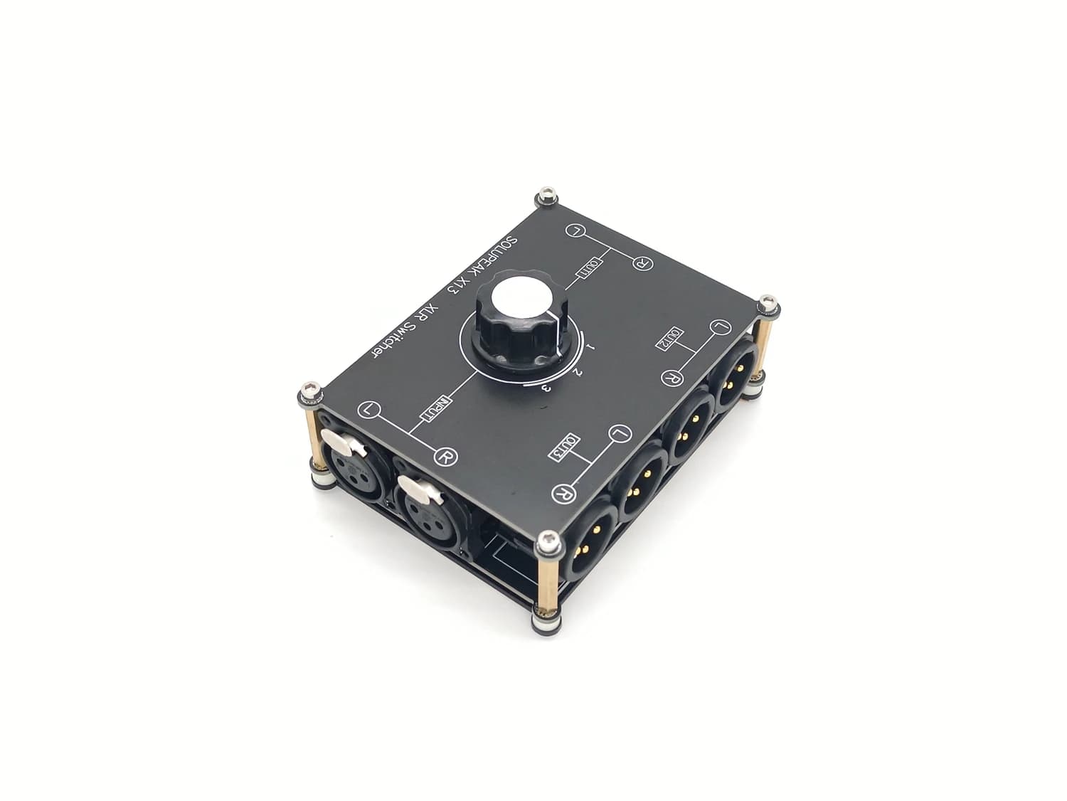 Commutateur Audio stéréo équilibré XLR 1 entrée 3 sorties, sélecteur de Source de Signal Audio XLR r