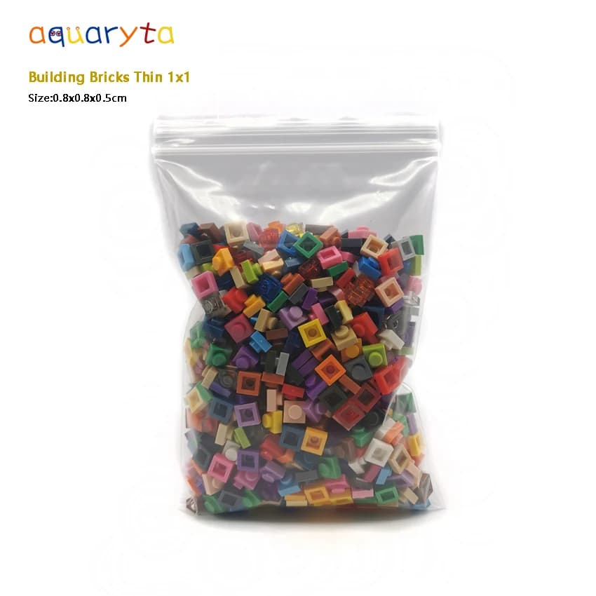 Aquaryta 1000 pièces briques de Construction mince 1X1 en vrac Compatible avec Logo 3024 Assemblage 