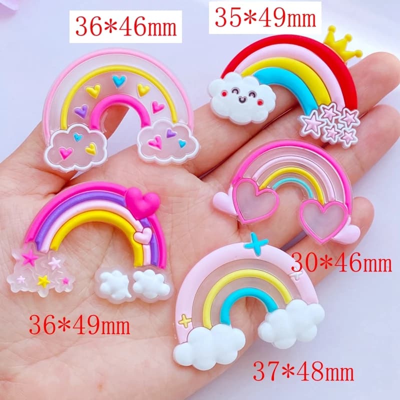 10 pièces nouveau dessin animé Transparent série arc-en-ciel PVC colle Flexible dos plat bricolage S