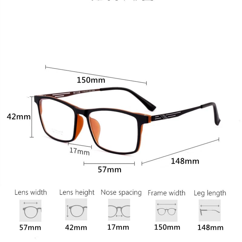 YIMARUILI hommes ultraléger confortable lunettes grande taille TR90 titane myopie hypermétropie opti