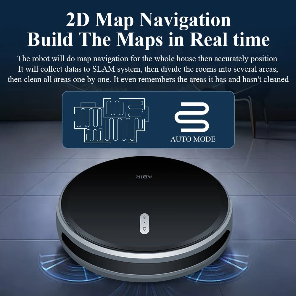 Aspirateur robot ABIR G20S, Navigation sur carte IA, partition super intelligente, avec mémoire,app 